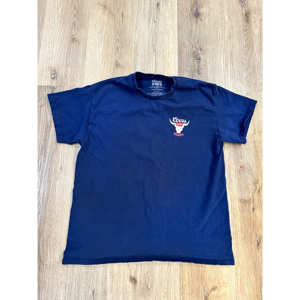 Coors Banquet Rodeo Bull Graphic T-Shirt Mens Large Navy‎ Blue Short Sleeve Tee